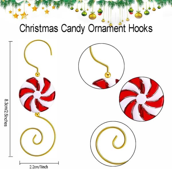 Julepyntkroker Candy, 20 stk Candy Bead Wire Hengere for juletrepynt