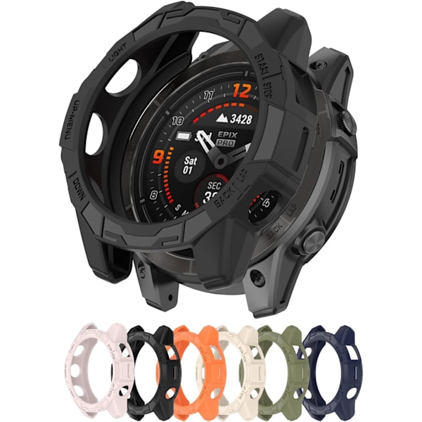 Etui Kompatibelt med Garmin Quatix 7 Pro, Blødt Anti Drop PC Udskiftning Beskyttelses Etuier Ur Tilbehør (Sort) Sort