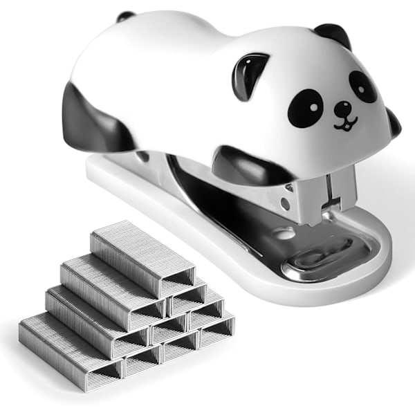 Søt Panda Skrivebords Heftemaskin med Hefteklammer og Fjerner (1 Pakke)