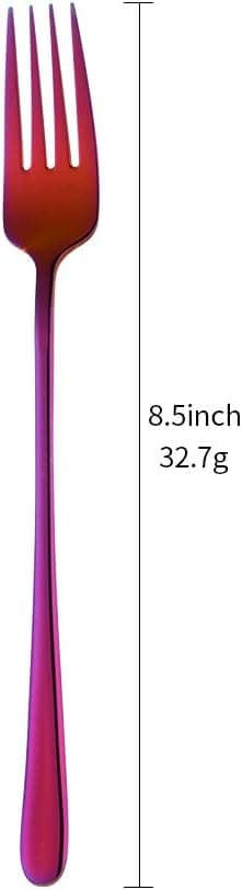 Middaggafler i rustfrit stål Farverige middaggafler 8 stk. middaggaffelsæt 21,5 cm titanium gaffel