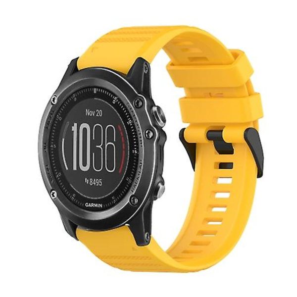 Til Garmin Fenix 3 Hr 26mm Horisontal Tekstur Silikone Urrem Med Fjernelsesværktøj EJQ Yellow