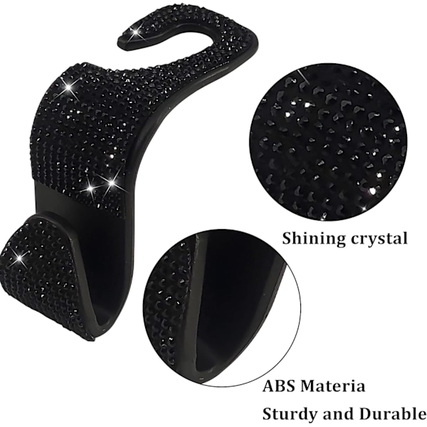 Rhinestones Crystal Car Hooks - 2 Pack (Svart)