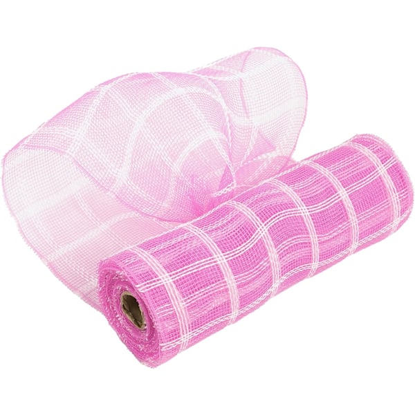 Pink og hvidt ternet Deco Mesh 10 tommer Pink Hvidt ternet Mesh Bånd Stof Mesh