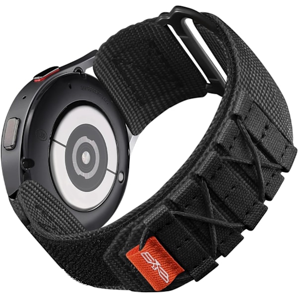 20mm armband kompatibel med Galaxy Watch 7/6/5/4 44mm 40mm/6 Classic 47mm 43mm/5 Pro/4 Classic/3 41mm, militär robust nylon sportband svart