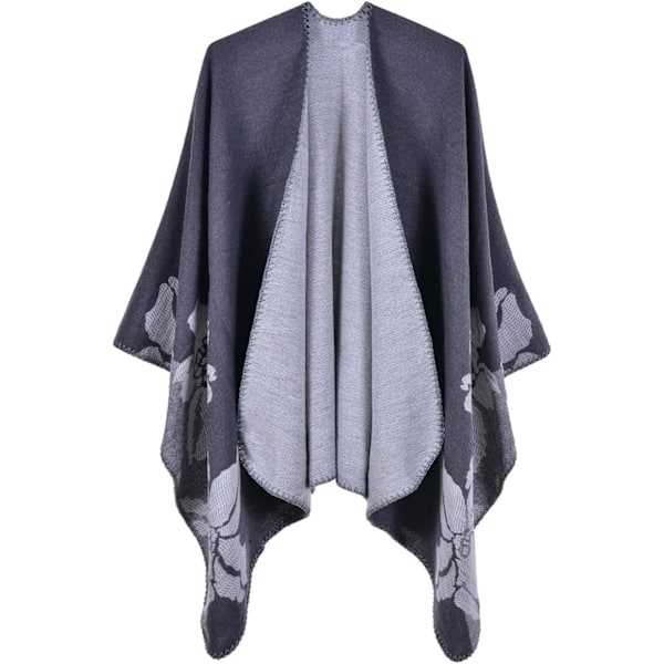 Oversized vinterteppe sjal kvinners koselige åpen front poncho