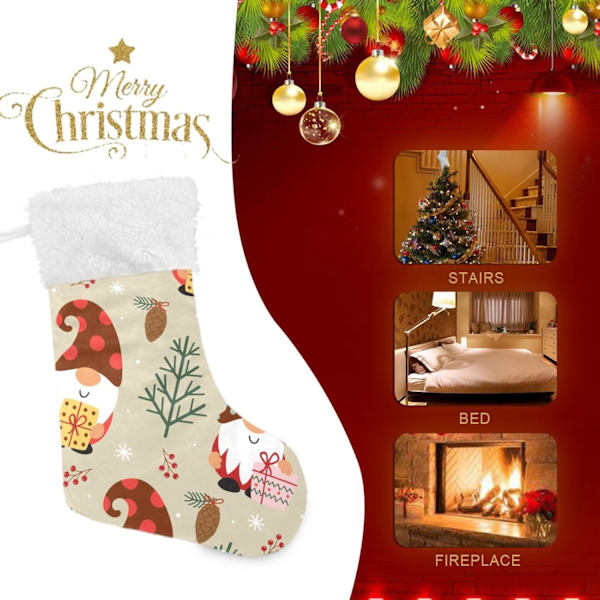 Julstrumpa, Personliga Julstrumpor Set med 2 Traditionella Tomte Jultomtar 45,7 cm Julstrumpor Hängande Ornament Ka