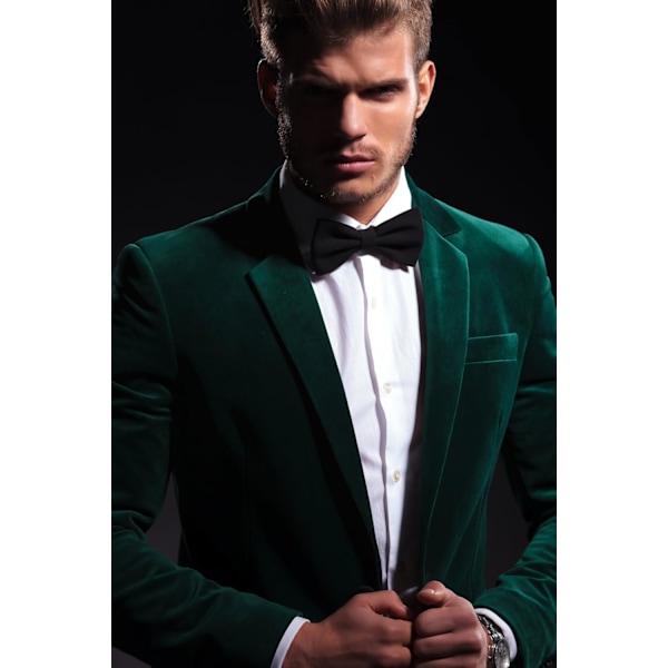 Herr Pre-Tied Satin Formell Smoking Fluga Justerbar Längd Satin Fluga