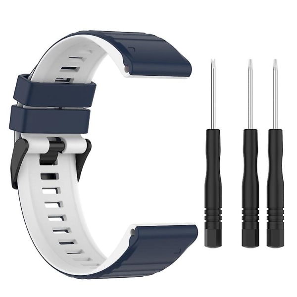 För Garmin Fenix 6x Pro 26mm Silikonblandningsfärg Klockarmband CCS Black-White