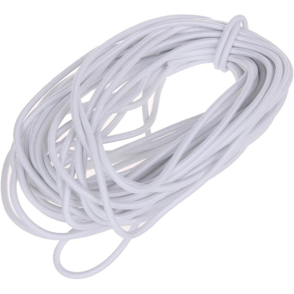 Hvid Elastisk Snor 1/8-Tommer, 10 Yards