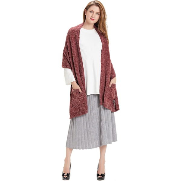 Kvinnors varma Pashmina sjal wrap vinter mjuk kashmir halsduk med fickor