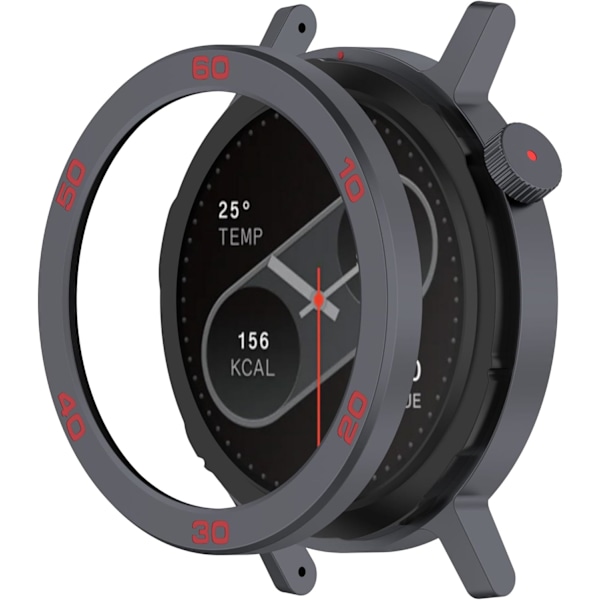 Bezelring Kompatibel med Nothing by CMF Watch Pro 2 Bezel Självhäftande Skydd Anti-Repor Metall Skyddsram Fodral Loop (GråRöd&SilverRöd) Gr