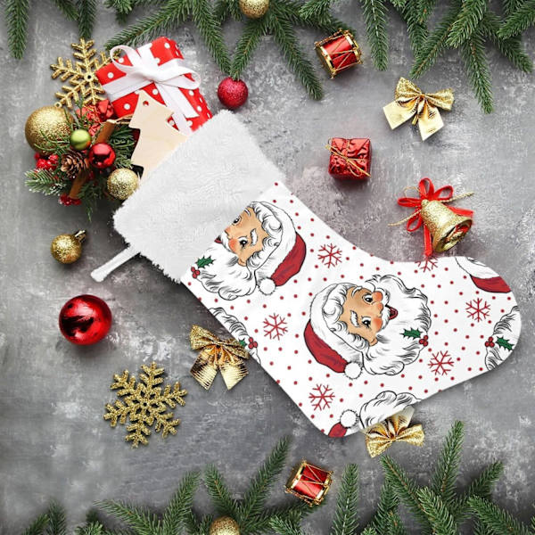 Julklapp, Personliga Julklappsstrumpor 2-pack Jultomten Snöflingor Prickar 18 tum Julstrumpor Hängande Prydnad