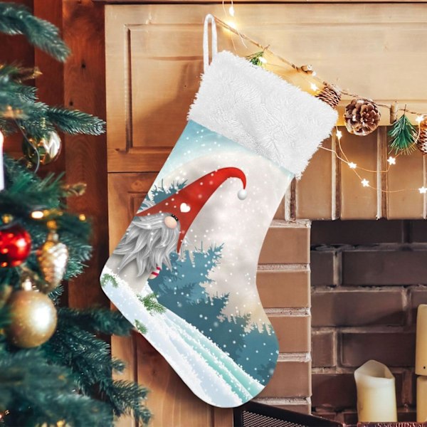Julstrumpa, personliga julstrumpor 2-pack Jultomte Vinter Snöig Stor Måne 18 tum Julstrumpor Hängande Ornament Kam