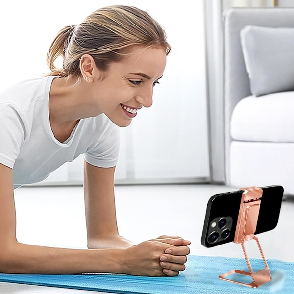 Ringholder Fingerstøtte, Foldbar & Fikserende Snap, Aftagelig Støttefod, Griber til Bagsiden af Telefonen, Kompatibel med iPhone Samsung (Rose Gold) Rose