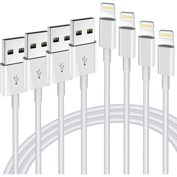 iPhone-laddningskabel. Lightning till USB-A MFi-certifierad sladd 4-PACK