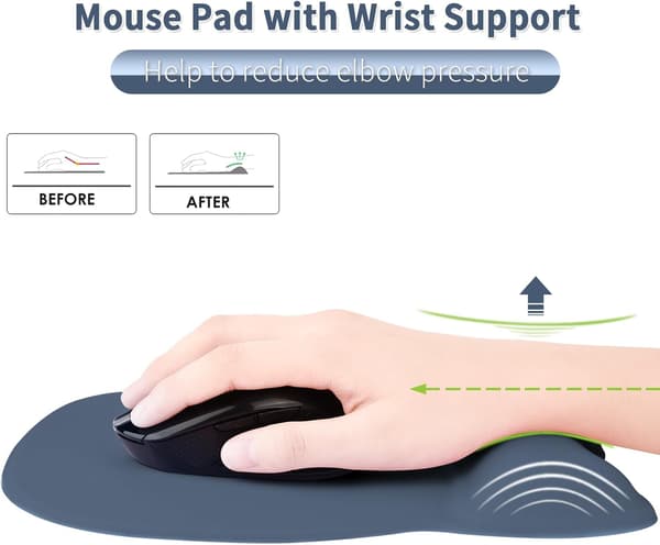 wxsp Ergonomisk Musemåtte med Håndledsstøtte, Musemåtte med Memory Foam Håndledsstøtte og Skridsikker Base til Computer, Café, Hjem & Kontor, 9.64 x 8.26