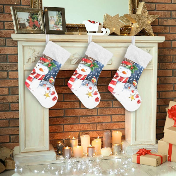 Julklapp, personliga julklappsstrumpor 2-pack Snögubbe Fågel Snö Snöflinga 45,7 cm Julstrumpor Hängande Ornament Eldstad