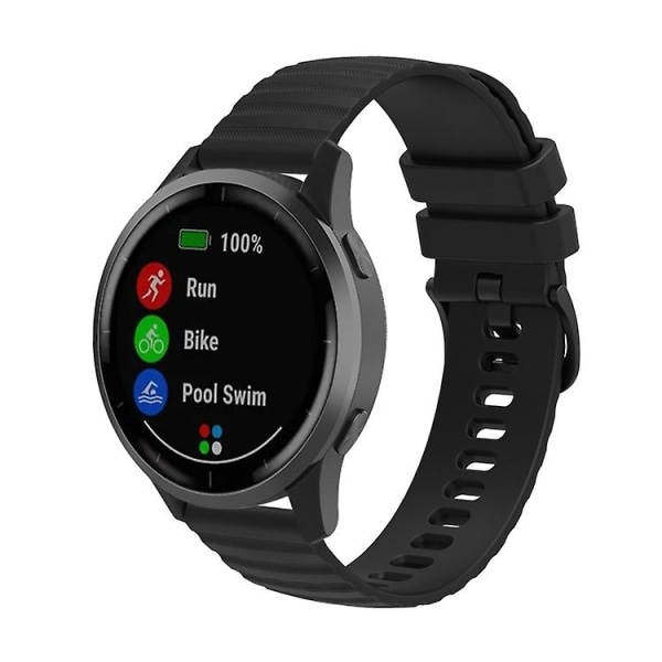 For Garmin Venu 2s 18mm Bølget Prikket Ensfarvet Silikone Urrem XML Black