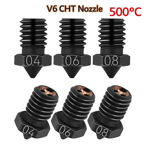 För V6 CHT Munstycke Härdat Stål V6 Högflödes Klon CHT 3D-skrivardelar Munstycken för MK3/Voron2.4 Extruder