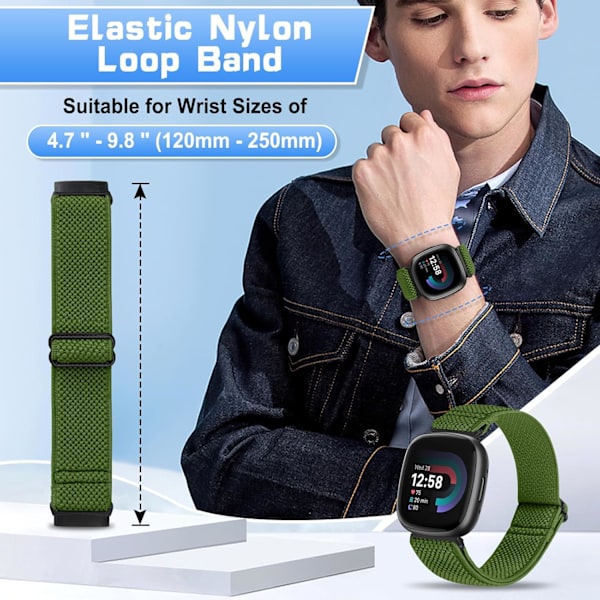 Elastiskt band kompatibelt med Fitbit Versa 4/Versa 3/Fitbit Sense