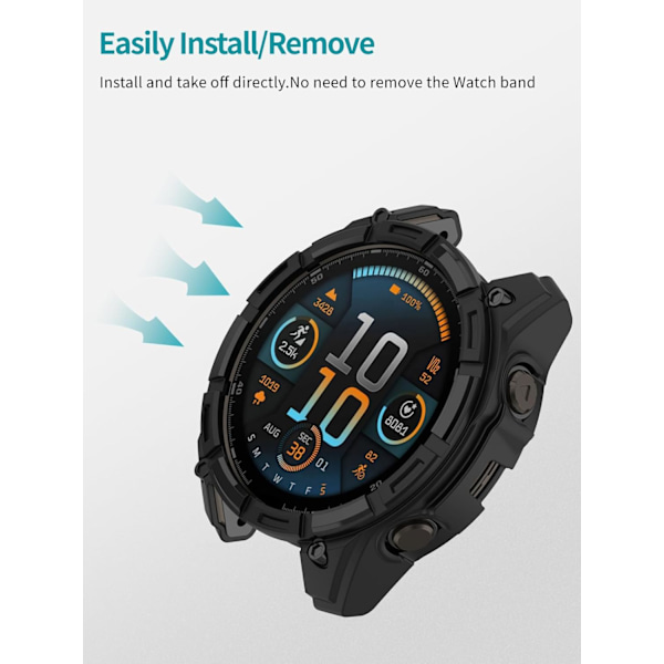 Skal för Garmin Enduro 3–51mm, Smartwatch Skydd TPU Material, Lätt att Installera, Fallsäkert, Mjukt, Skyddande Skal för Enduro 3 (Svart) Svart