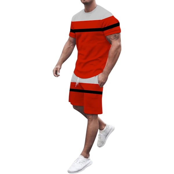 2023 Herr Patchwork Färgblock Print Tracksuit Set 2-delad Jogger Sweatsuits