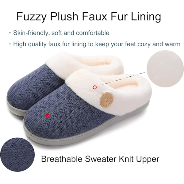 Kvinners Fuzzy Hjemmesko Komfortable Memory Foam Soveromssko Varme Slip On