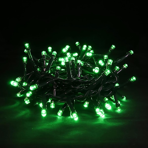 Gröna LED-julgransljus - Mini gröna ljusslingor med stickkontakt, 8 lägen utomhus gröna julgransljus för träd St. Patrick's Day-fest svart