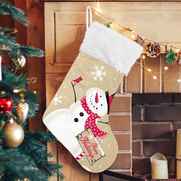 Julklapp, Personliga Julklappsstrumpor 2-pack Glad Jul Retro Snögubbe 45,7 cm Julstrumpor Hängande Ornament Eldstad