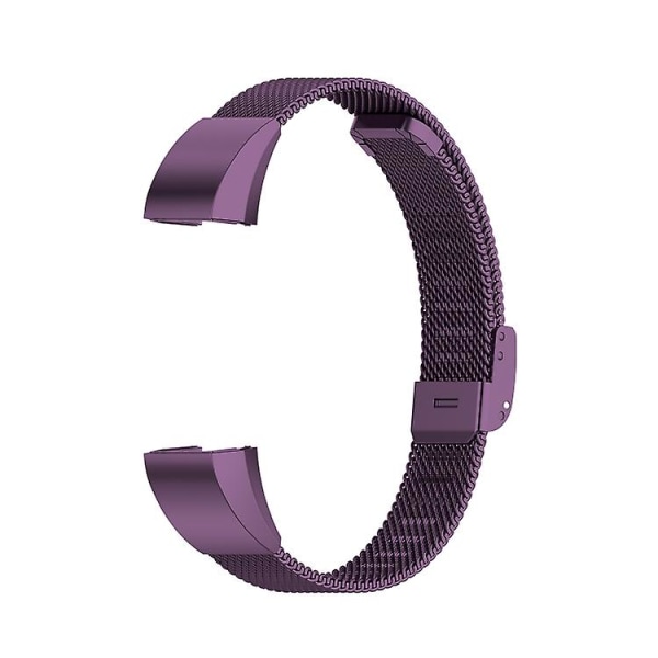 För Fitbit Alta / Alta Hr / Ace Watch Button Mesh Metal Ersättning Rem Armband SLZ Dark Purple