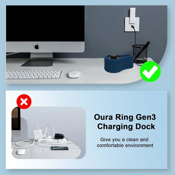 Oura Ring Gen3 Laddfodral för Storlek 6/7/8/9/10/11/12/13, Mjukt Silikon Anti-Repskyddsfodral för Oura Ring Gen3 Laddningsdocka Stöd och USB-C Kabel