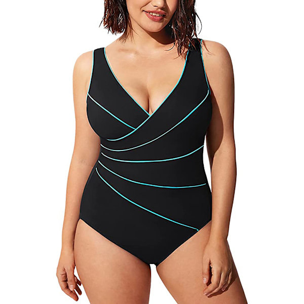 Dam Plus Size One Piece Baddräkt V-ringad vadderad baddräkt