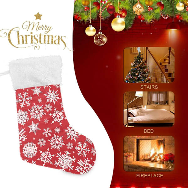 Julklapp, personliga julklappsstrumpor 2-pack Jul Snöflingor 45,7 cm Julstrumpor Hängande Ornament Eldstad för träddekoration