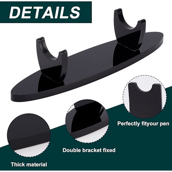 3 stk akryl pennholder-stativ 2 stiler penn visningsholder fyllepenn kulepenn visningsstativ skrivebord penn vindusholder utstillingsstativ i svart - 3 stk