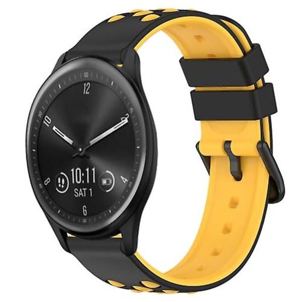 För Garmin Vivomove Sport 20mm Tvåfärgat Poröst Silikon Armband UUG Black-Yellow