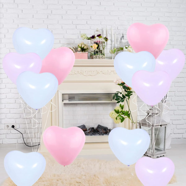 Hjerteformet ballon macaron (30 stk) - Pastell latexballoner