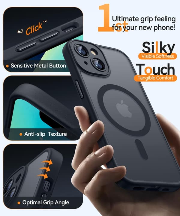 Magnetisk cover til iPhone 13, fuld kamerabeskyttelse - MagSafe-kompatibel, mat sort