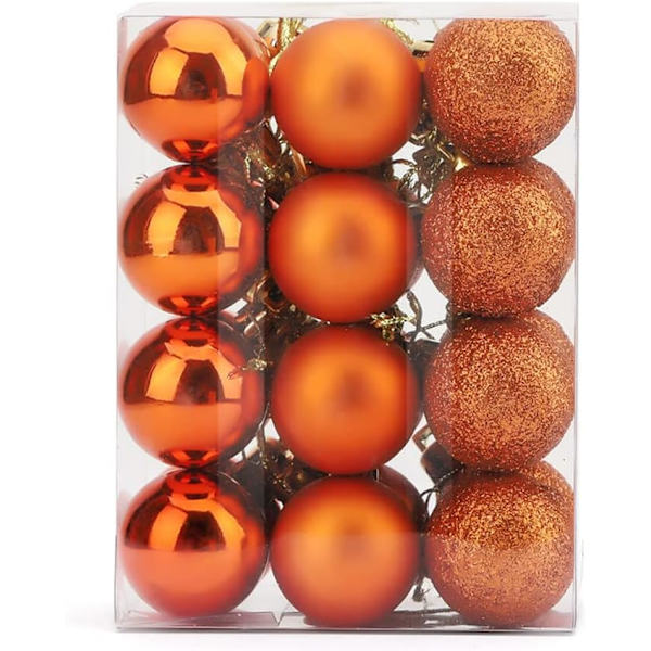 24 st krossäkra, glänsande och polerade julgranskulor