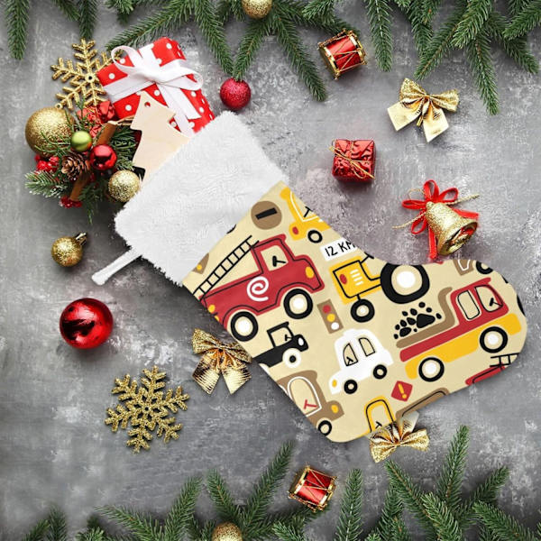 Julklapp, personliga julklappsstrumpor 2-pack Barnliga tecknade bilar lastbilar 18 tum julstrumpor Hängande prydnad spis för träddekoration