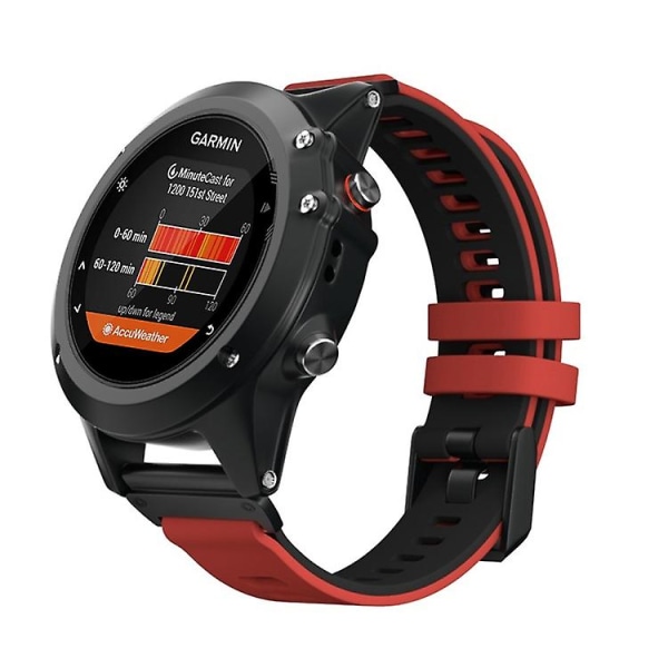 Tvåfärgat silikonarmband med snabbkoppling för Garmin Fenix 7 LKS Red Black