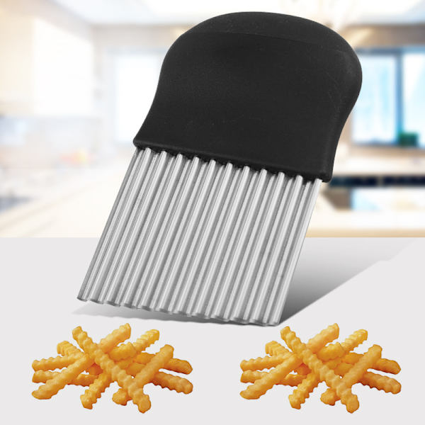 Rostfritt korrugerad potatisskärare pommes fritesskärare kökspryl