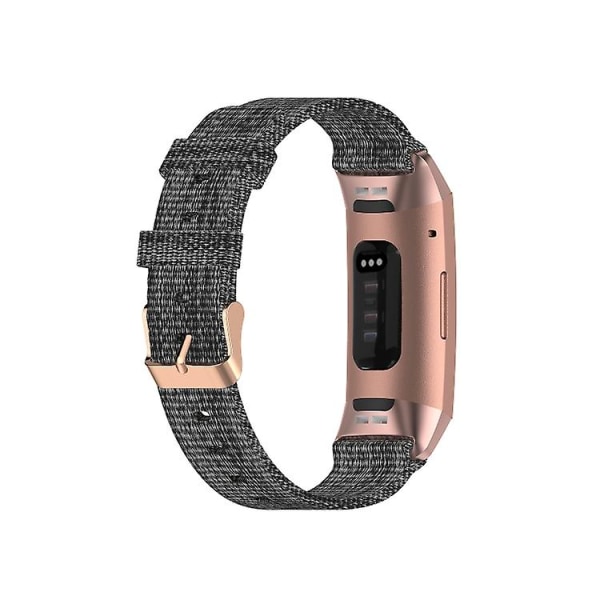 Til Fitbit Charge 4 / Charge 3 / Charge3 Se Flettet Nylon Urrem Plastik Hoved DUY Dark Gray