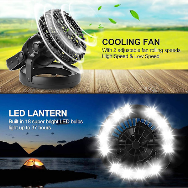 Bärbar LED-campinglykta med takfläkt - Orkan nödöverlevnadskit