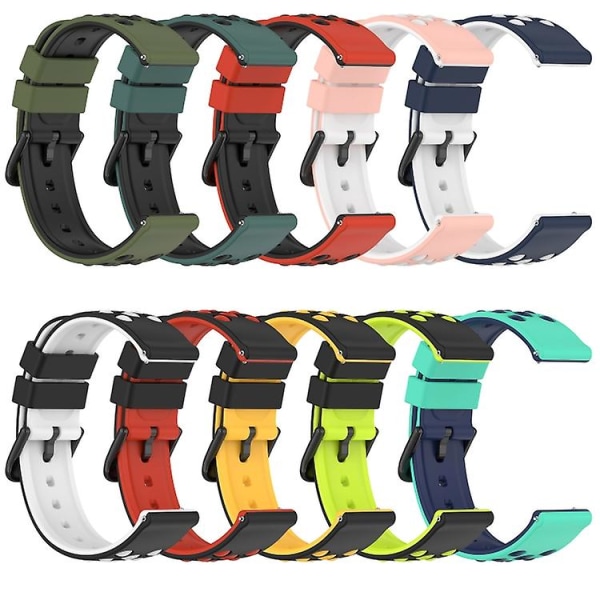 För Garmin Vivomove Sport 20mm Tvåfärgat Poröst Silikon Armband UUG Black-Yellow