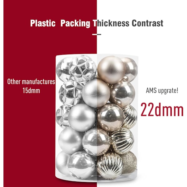 2,36''/60mm 34ct Julekugle Mini Ornamenter Festdekorationer Uknuselige