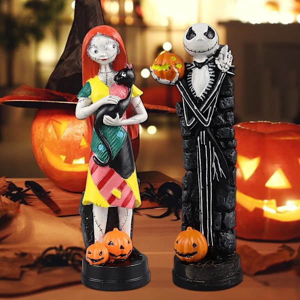 Jack och Sally Figur med Pumpa Mardröm Staty Före Jul Figurer     Dekorationer Samling