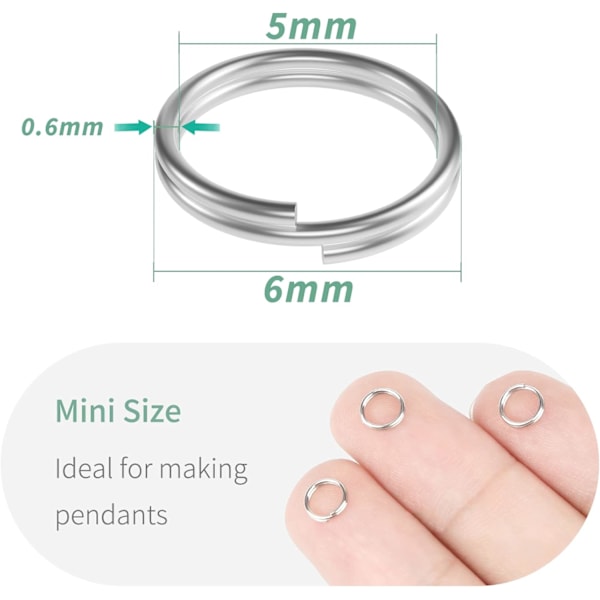 6 mm Metal Split Jump Rings - Dobbelt Loop Mini Ring Konnektorer
