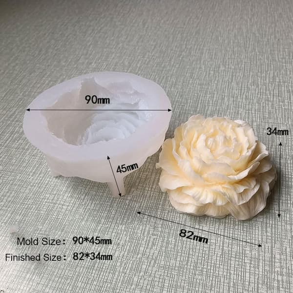 wxsp 2-pack Tjock Pionros Silikonform - 9,4x9,4x3,8cm Stor Storlek 3D-Blomform - Doftljus Tvål Gipsform - Transparent