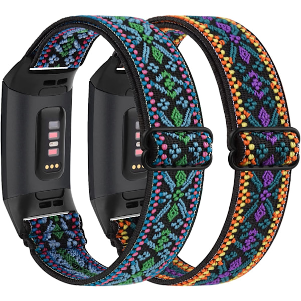 Stretchiga nylonremmar för Fitbit Charge 3/4 - 2-pack