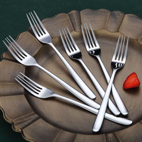Middagsgafflar 6 delar, rostfritt stål 21,5 cm bordsgafflar bestickset, silverbestickset, diskmaskinssäkra - silver